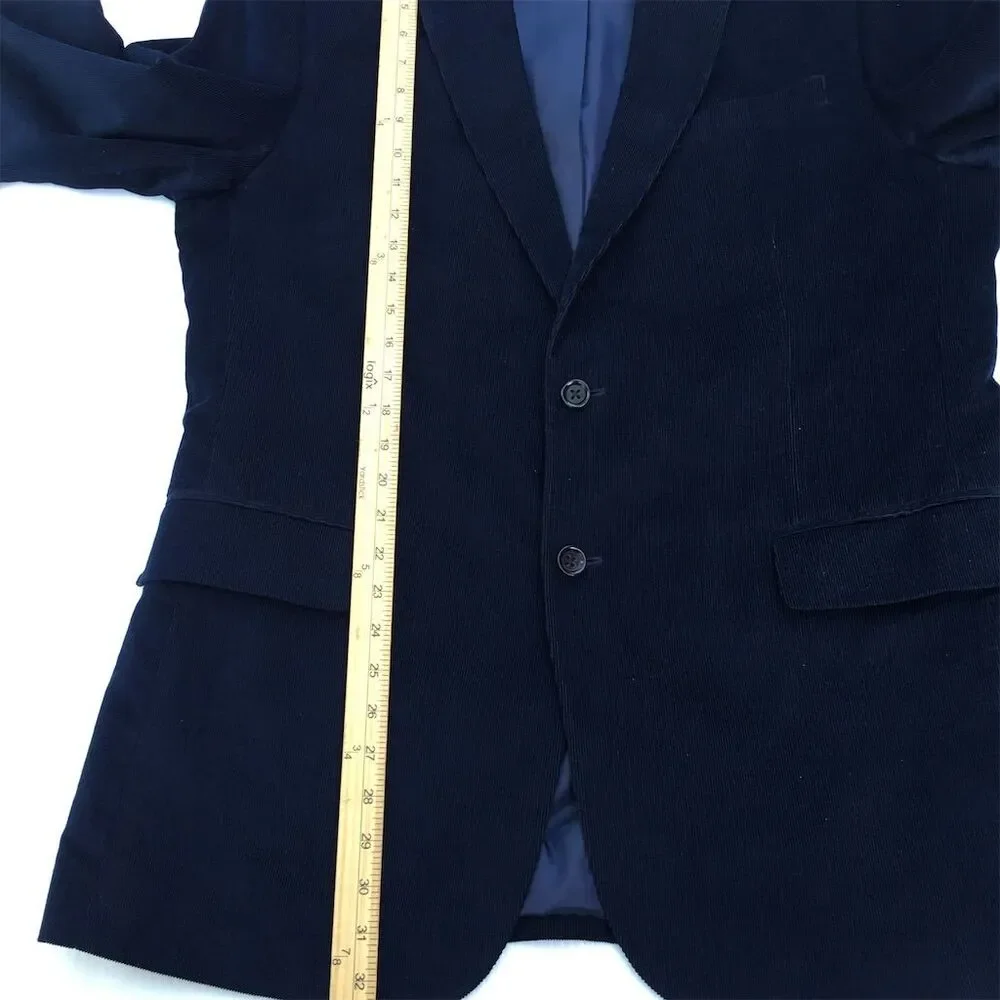 Stafford Men's Navy Corduroy Blazer Size 44‎ Classic Formal Jacket